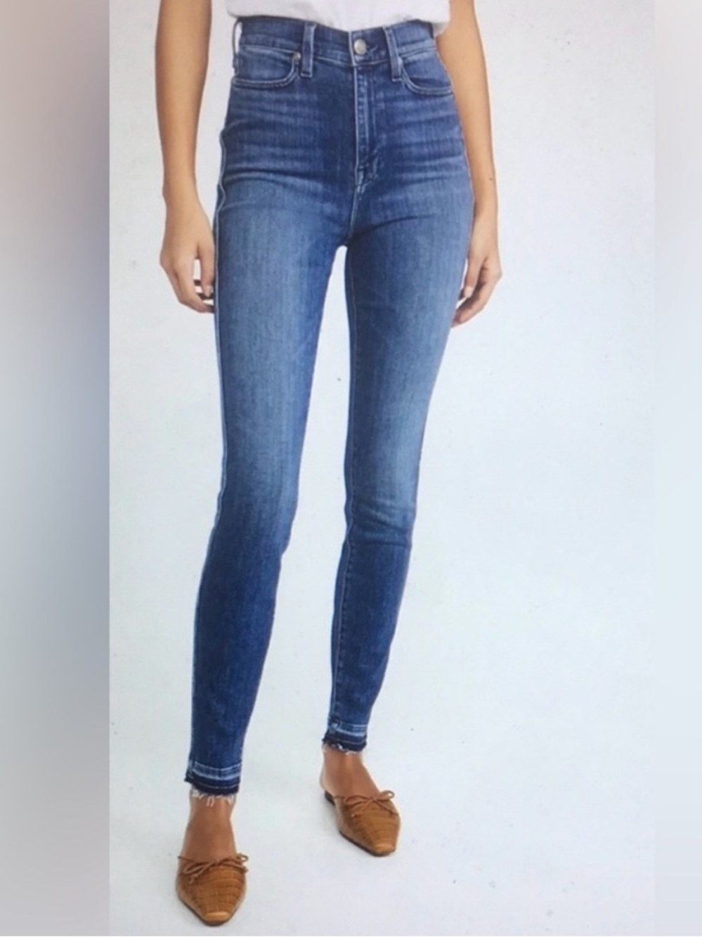 AYR The Riser High-Rise Skinny Jeans in Neon Jupiter Blue Wash 29
